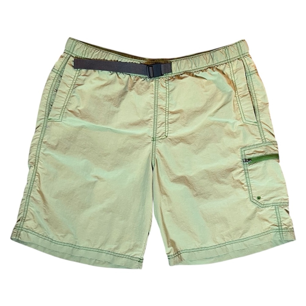 Columbia Cargo 9" Shorts Mens Large Green Omni-Shade Lined Belted Hiking Swim